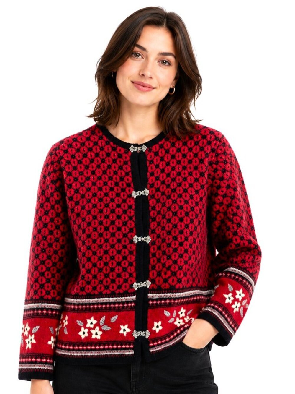 Vintage Woolrich Burgundy Red Wool Cardigan Sweater